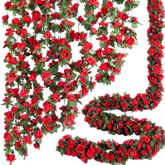 2.5m rosa seda artificial para casamento guirlanda