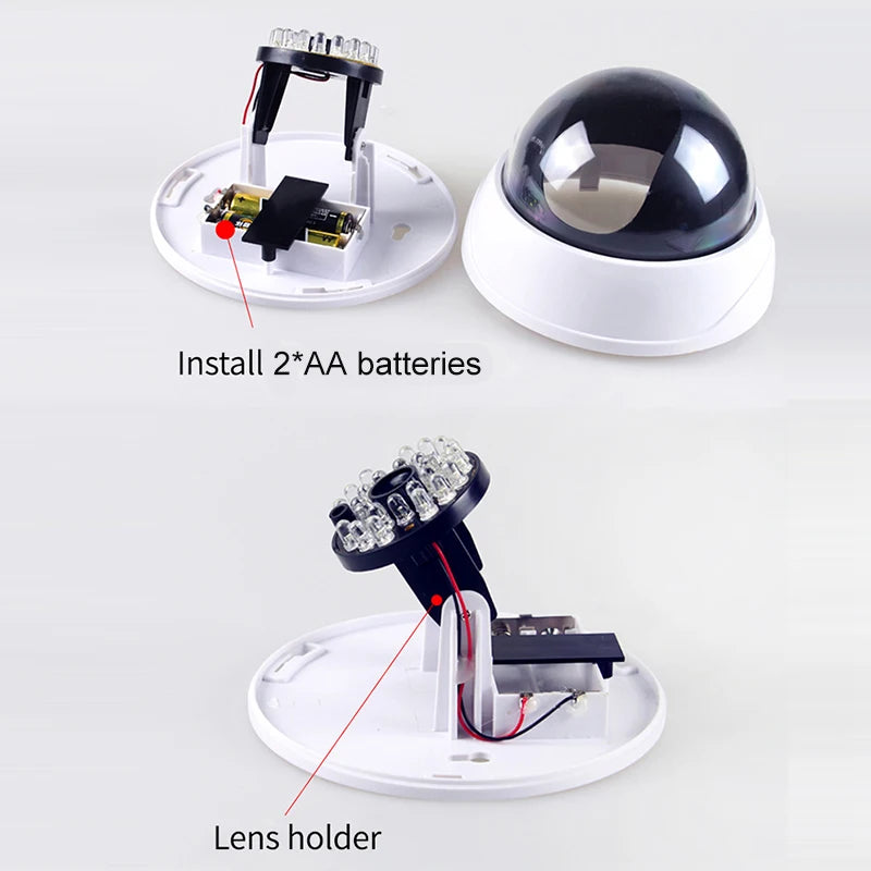 1PC Dome Simulation Camera Fake CCTV Dummy with Flashing Led Light for Homes & Business Powered by 2"AA Batteries(Not Include)