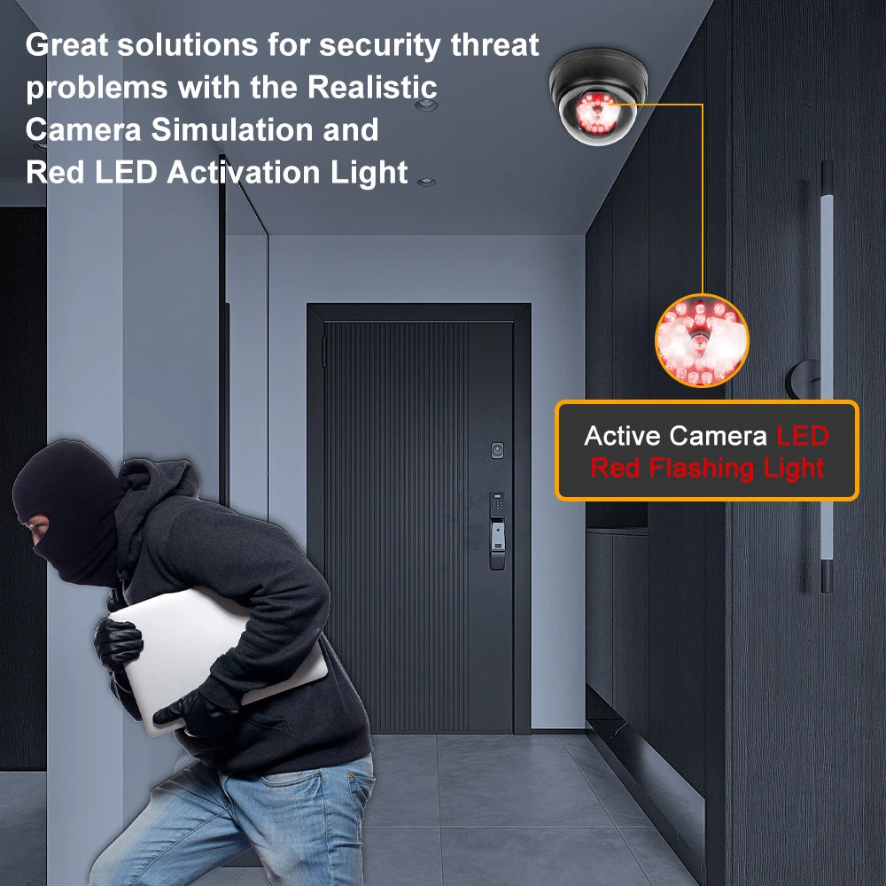 1PC Dome Simulation Camera Fake CCTV Dummy with Flashing Led Light for Homes & Business Powered by 2"AA Batteries(Not Include)