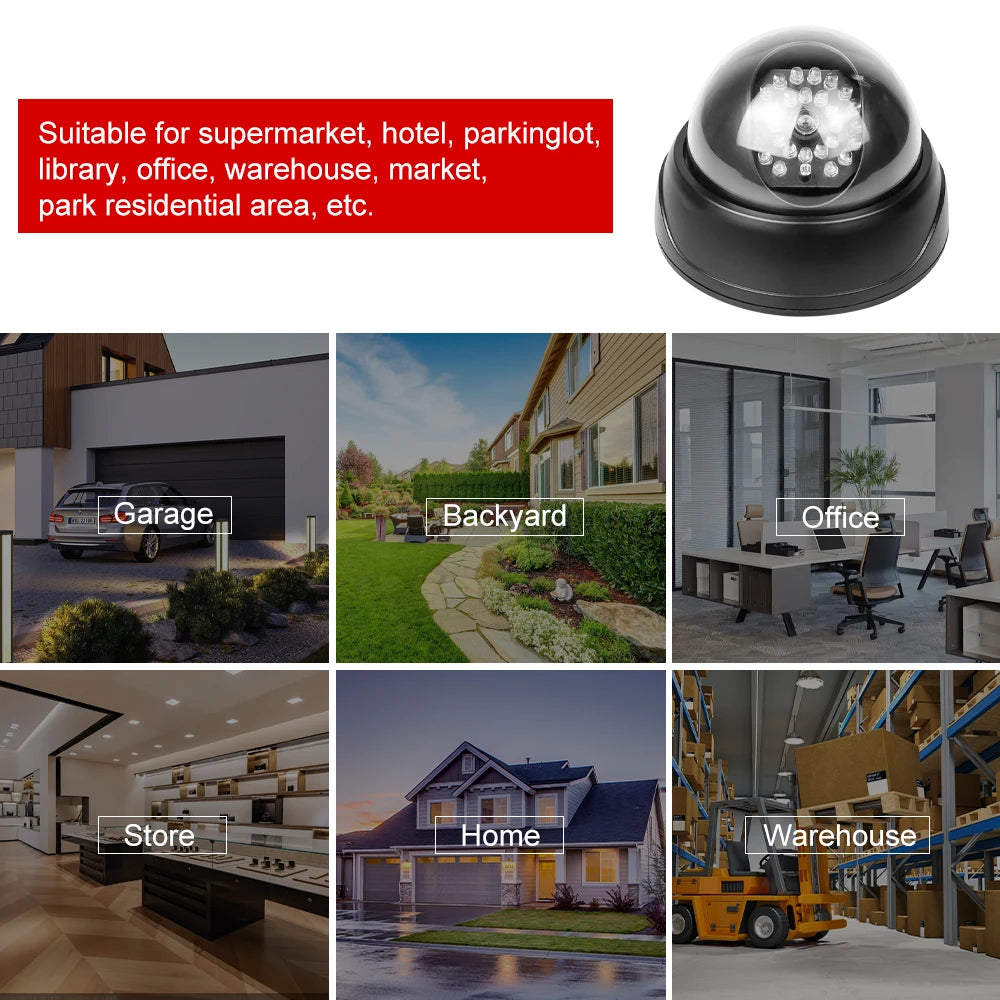 1PC Dome Simulation Camera Fake CCTV Dummy with Flashing Led Light for Homes & Business Powered by 2"AA Batteries(Not Include)