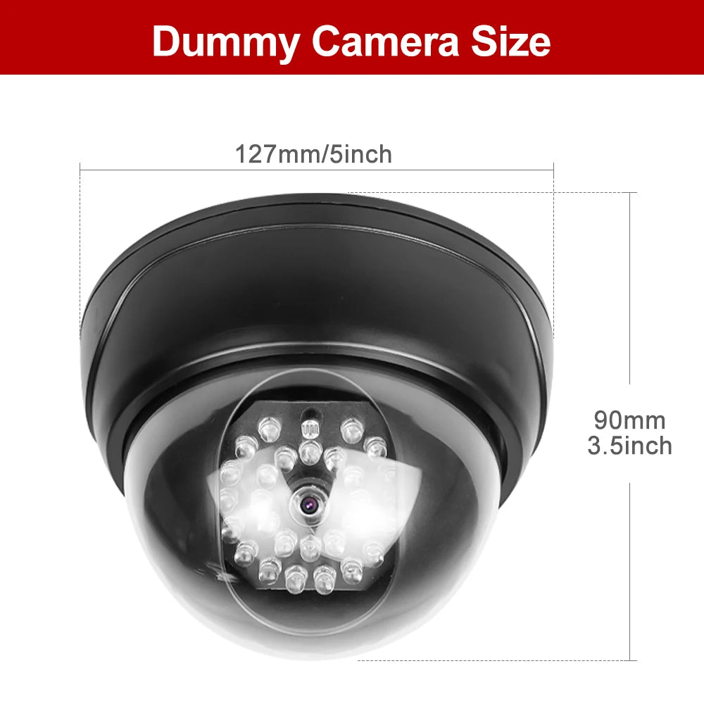 1PC Dome Simulation Camera Fake CCTV Dummy with Flashing Led Light for Homes & Business Powered by 2"AA Batteries(Not Include)