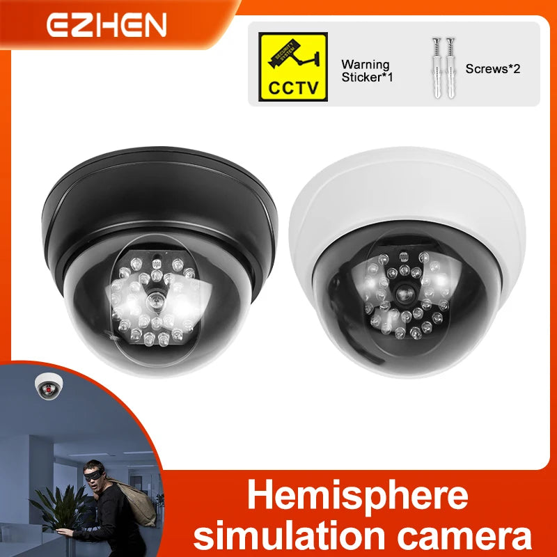 1PC Dome Simulation Camera Fake CCTV Dummy with Flashing Led Light for Homes & Business Powered by 2"AA Batteries(Not Include)