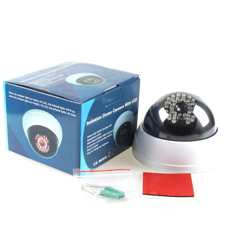 1PC Dome Simulation Camera Fake CCTV Dummy with Flashing Led Light for Homes & Business Powered by 2"AA Batteries(Not Include)