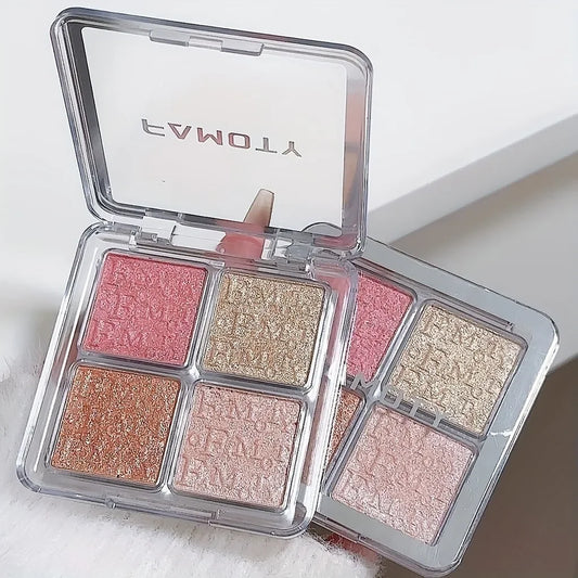 Paleta de iluminador facial com 4 cores, brilho natural